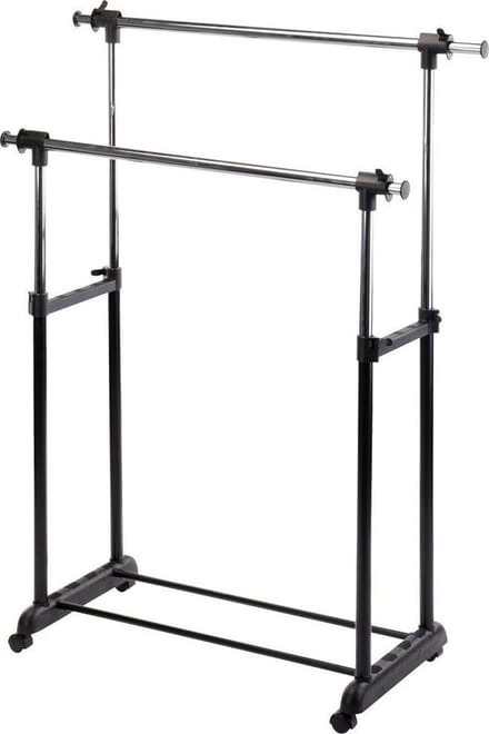 Verrijdbaar dubbel kledingrek 86x42x94/168cm
