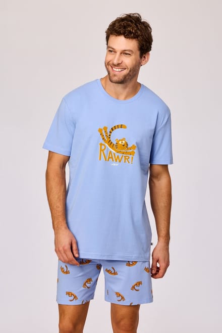 Woody Jongens-Heren pyjama blauw - maat 098/3J