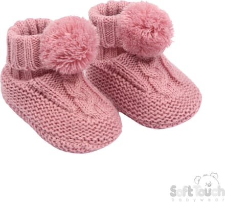 Soft Touch Babyslofjes Pompom De Luxe 6-12 Maanden Meisjes Dusty Pink ABO12