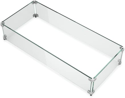 Vuurkorf Windscherm - Glasplaat Tafel - Buiten Ontspannen - Gehard Glas - 90x39 cm - Helder