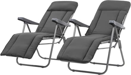 Tuinstoelen Set - Buitenstoelen - Buiten Ontspannen - 5 Verstelbare Posities - 2 Stuks - Grijs