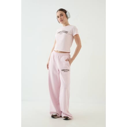 Dames Dsgn Studio Applique Rechte Pijp Joggingbroek | Light Pink | Maat: 2XL