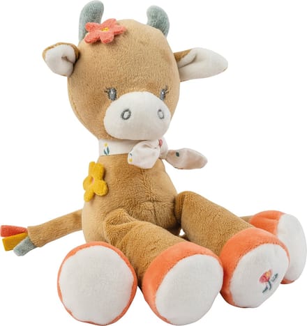 Nattou Koe Mila - Knuffel met Rammelaar - 20 cm - Donker Warm Beige