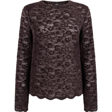 Blouse Jansen Amsterdam Kiki FL155 Lace Top Dark Brown