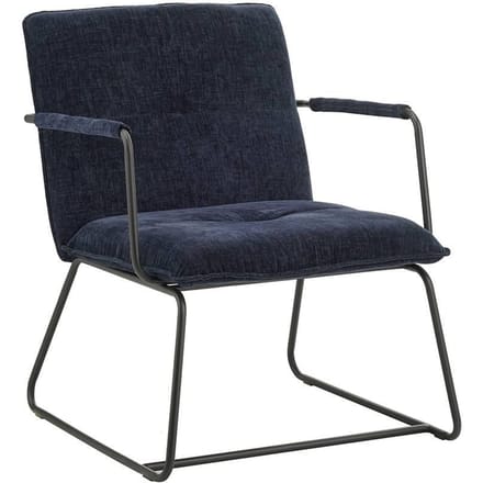 Dimehouse Moderne fauteuil donkerblauw chenille stof Hailey - Chenille - Design