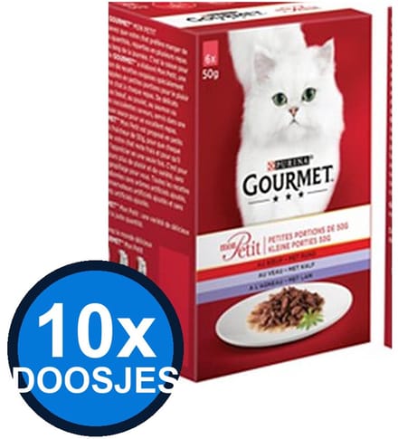 10x Gourmet - Mon Petit Vlees - Kattenvoer Natvoer - 6x50g