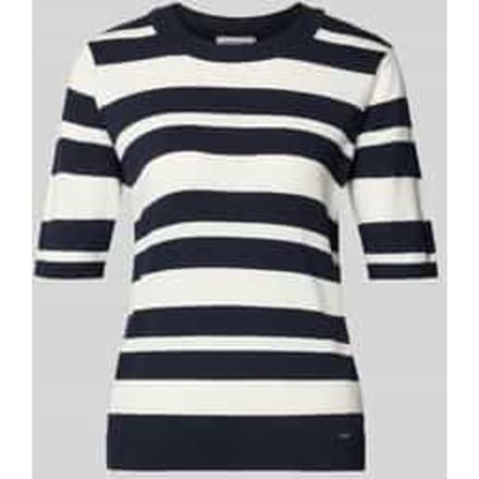 Gebreid shirt met Ronde hals en Labeldetail