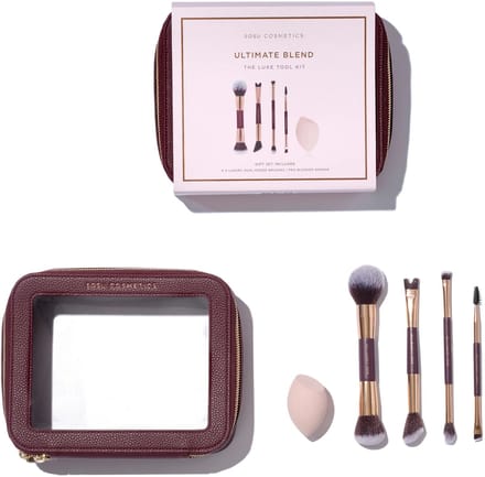 Sosu | Ultimate Blend Gift Set - 4 Luxe Brushes - Pro Blender - Luxe Bordeaux Travel Bag - Vegan