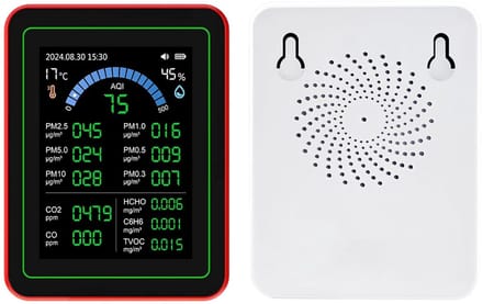 Luchtkwaliteitsmeter - CO2 TVOC Tester - Binnenlucht Meten - Meerdere Sensoren - 90x70x35mm - Wit