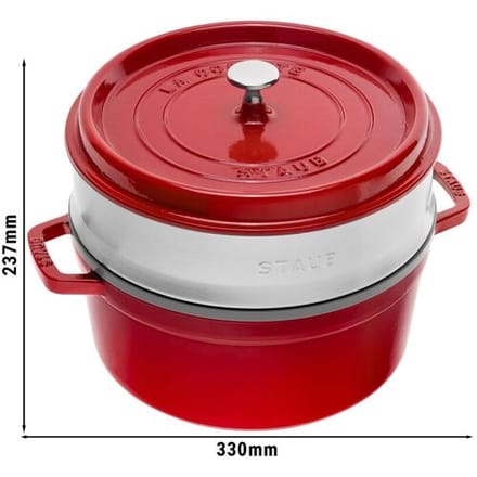 STAUB LA COCOTTE - Kookpot met stoominzet - Ø 260mm - Gietijzer - Kersenrood