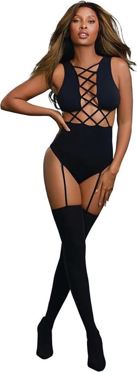 Dreamgirl (All) Criss-Cross Teddy - One Size black OS