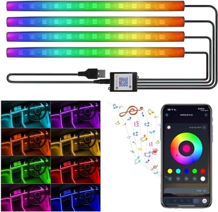LED Auto Interieur Verlichting Set met App Bediening en Muziekmodi - Sfeerverlichting Voetruimte