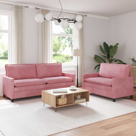 vidaXL - Bankstel - 2 - st - Roze - Fluweel