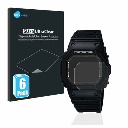 Savvies - Screenprotector voor Casio G-Shock GW-5000-1JF - Folie Beschermfolie transparant 6 Stuks