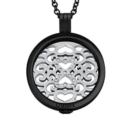 Quiges Munthouder met Ketting en Munt - Dames - RVS Zwart - 33mmØ