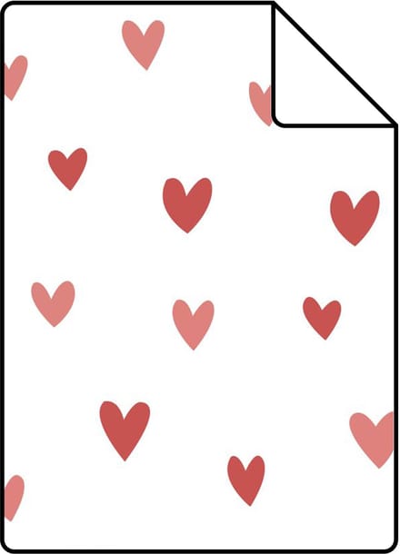 Proefstaal ESTAhome behang hartjes wit en roze - 26.5 x 21 cm - 131634-S