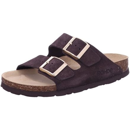 Rohde Dames Slipper 2 Gespen Bruin Suede 5572/72