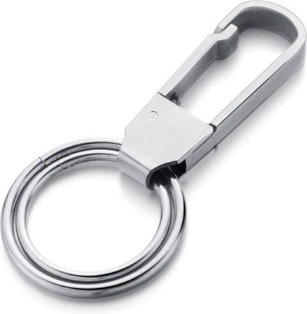Zilverkleurige Sleutelhanger van Edelstaal Dubbele Ring