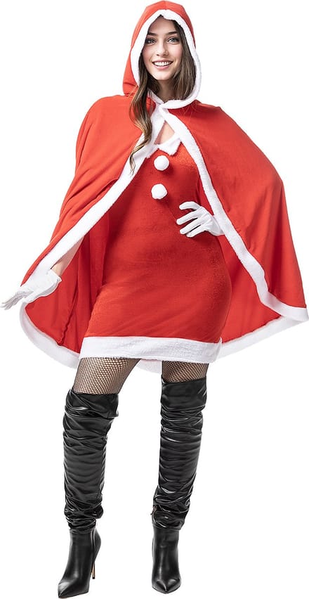 FUNIDELIA Kerstvrouw Kostuum met cape voor vrouwen - Maat: M - Rood