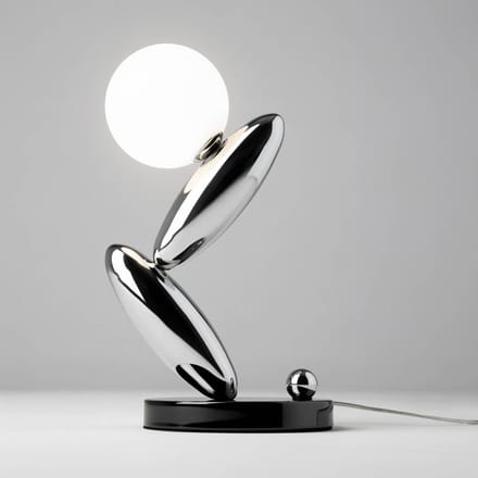 Maytoni LED tafellamp RESONANCE, platina/opaal, 37 cm metaal/glas, dimbaar
