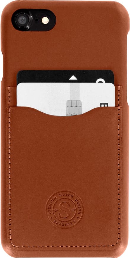 Serenity Dual Pocket Leather Back Cover Apple iPhone SE 2022/SE 2020/8 Cognac Brown