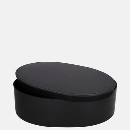 Chamada Noelle leren opbergbox ovaal effen L black