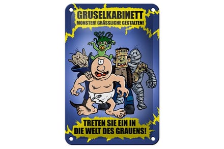 Blechschild Spruch 12x18cm Gruselkabinett Treten Sie ein