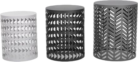 Tuinstoel Set - Buitenkrukjes - Terras Aankleden - Robuust Metaal - 3 Stuks - Zilver