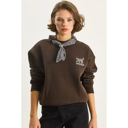 Crewneck sweatshirt met printaccessoire
