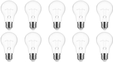 Technik E27 Wolfraam-Gloeilamp Dimbaar 60W - 2700K - Warm Wit - Gloeilamp Globe A55 - 10 stuks