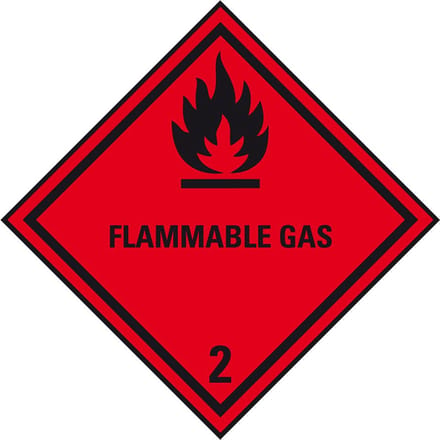 ADR klasse 2.1 sticker brandbare gassen met tekst 300 x 300 mm