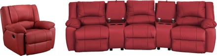 Vente-unique Driezits relaxbank en relaxfauteuil van leer AROMA - Rood