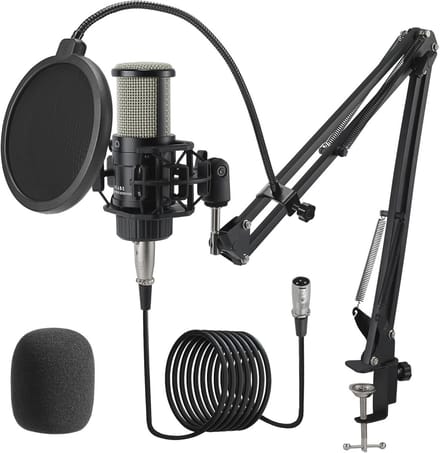 Professionele Cardioïde Condensatormicrofoonset voor Podcasting en Streaming