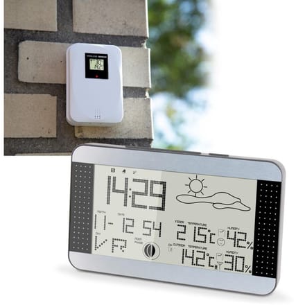 Alecto Weerstation Ws-1700 - Draadloze Buitensensor - 7,7" Display - Zilverkleurig