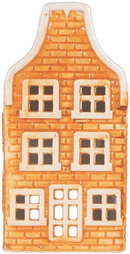 Clayre & Eef Waxinelichthouder Huis 9x10x19 cm Oranje Keramiek