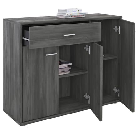 Sideboard ESTELLE met 3 deuren en 1 lade - grijs essenhout