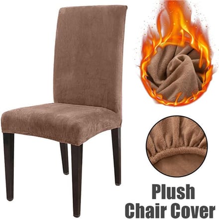 Housse de chaise épaisse en peluche, élastique, couleur unie, extensible, pour hôtel 1-Pcs chameau