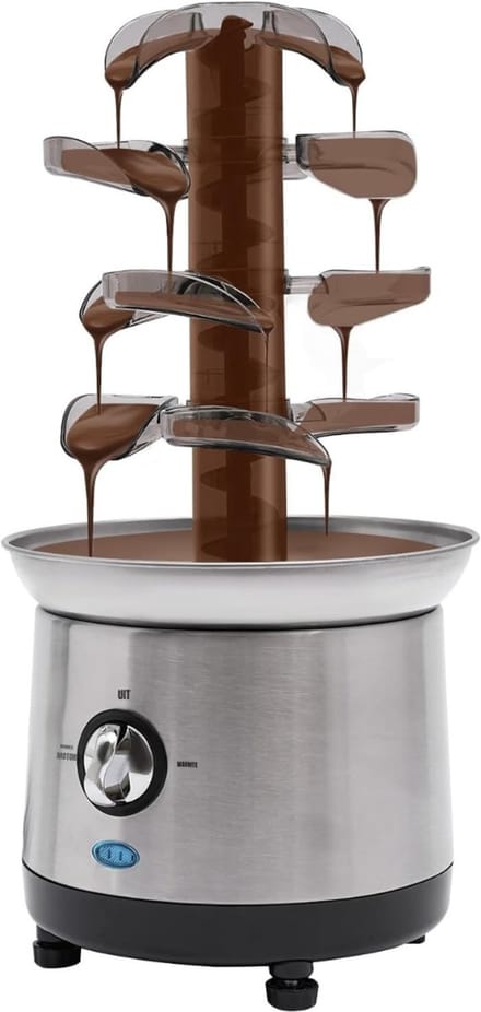 Florixa® Chocoladefontein - Chocolade fontein - Chocolade druppels - Zilver - 19cm x 22cm x 43cm