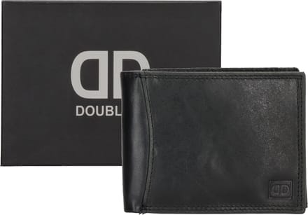 Double-D Da Vinci Portemonnee - Leer - RFID - Pasjes - Muntgeld - Veilig - Compact - Zwart