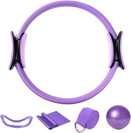 Pilates Set - Thuis Training - Spier Versterken - Robuuste Constructie - 183 cm Riem - Paars