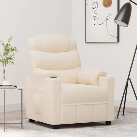 vidaXL - Fauteuil - verstelbaar - stof - crèmekleurig