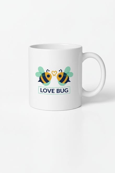 Mok "Love Bug" met Schattige Bijen en Hartje - Romantisch Liefdescadeau