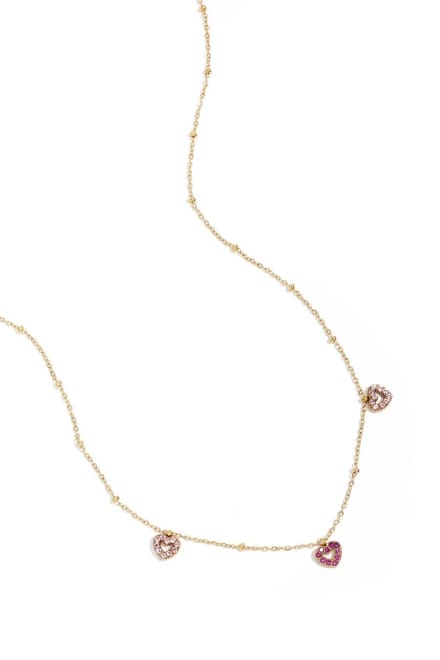 Ketting met roze steentjes in hartjes