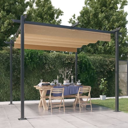 vidaXL - Tuinprieel - met - uittrekbaar - dak - 3x3 - m - taupe