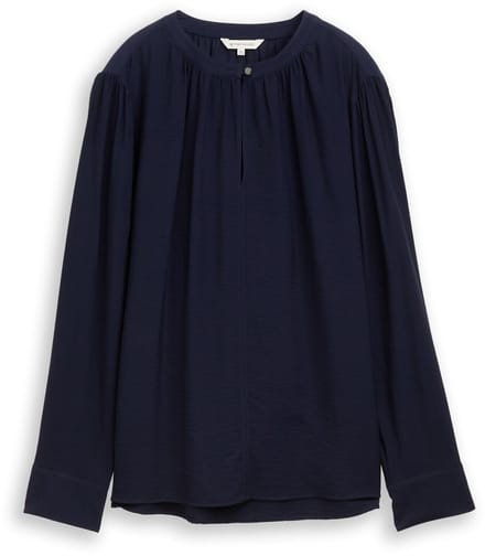 Tom Tailor - Crinkle blouse met ruches - Maat 36 - sky captain blue