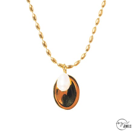 OZ Jewels – Ovale Parel Ketting – 18K Verguld – Vrouwen – Verstelbare
