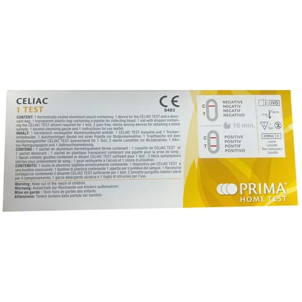 Zelftest op gluten intolerantie - Coeliakie - Celiac - Prima-Lab - home test - 1 test kit