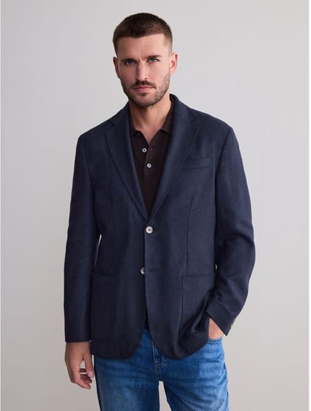 Next - Heren - Nova Fides Signature Blazer met textuur van wol - Blauw