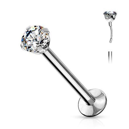 Piercing push in - chirurgisch staal - 0.8x8x3 mm - zilver - LMPiercings