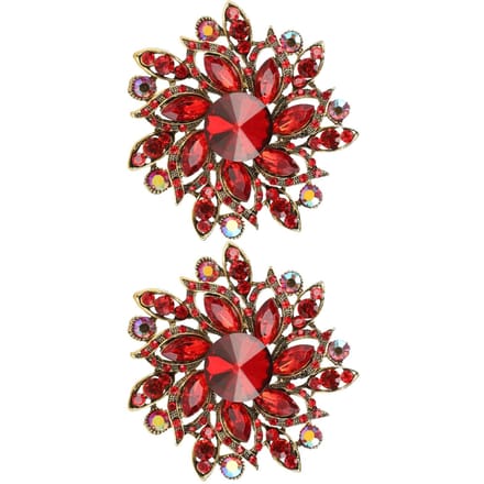 2 Stuks Bloemenbroche Retro Diamant Mode Kleding Pak Revers Corsage AccessoiresRood rood